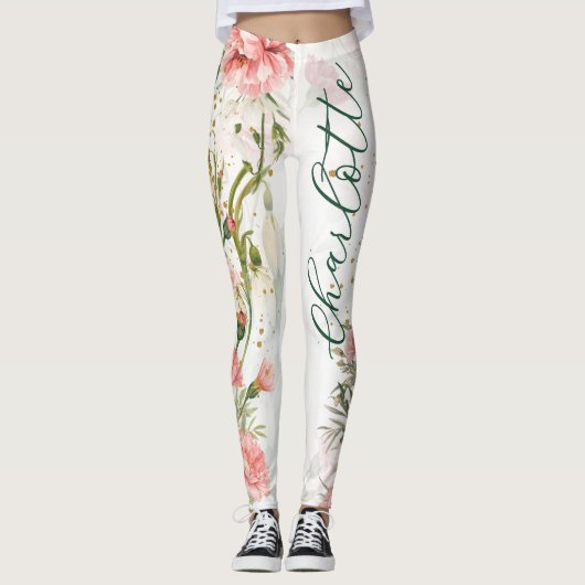 Leggings Fleurs de naissance de janvier : Œillets et perce- (Devant)