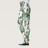 Leggings Fleurs de Noël blanches et motif de baies rouges (Gauche)