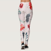 Leggings Fleurs de Noël Feuille Boho Motif (Dos)