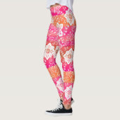 Leggings Fleurs De Paisley Blanches Sur Bandes D'Orange Ros (Gauche)