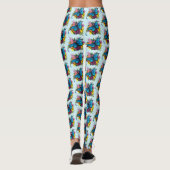 Leggings Fleurs de papillon bleu Dragon (Dos)