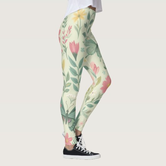 Leggings Fleurs de papillons : Papillons Pastel Spring (Droite)