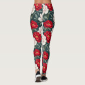 Leggings Fleurs de pivoine rouges et blanches (Dos)
