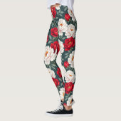 Leggings Fleurs de pivoine rouges et blanches (Gauche)