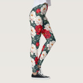 Leggings Fleurs de pivoine rouges et blanches (Droite)