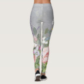 Leggings Fleurs de pivoines roses de couleur florale peinte (Dos)