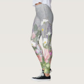 Leggings Fleurs de pivoines roses de couleur florale peinte (Gauche)