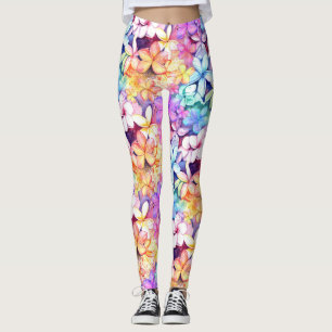 Leggings Fleurs de plumeria aquarelliste des légendes d'Ha