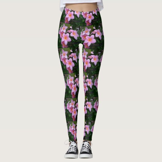 Leggings Fleurs de Plumeria d'Hawaï (Devant)