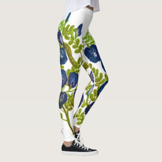 Leggings fleurs de pois de papillon bleu (Droite)
