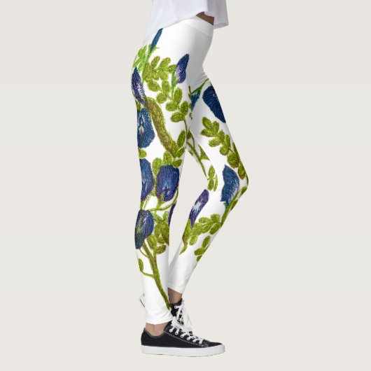 Leggings fleurs de pois de papillon bleu (Droite)