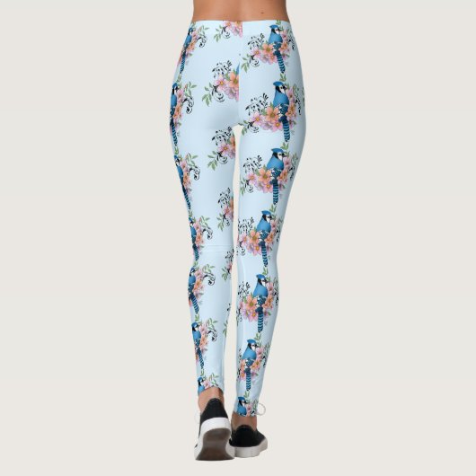 Leggings Fleurs de printemps bleu Jay (Dos)