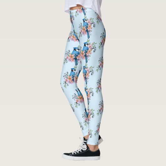 Leggings Fleurs de printemps bleu Jay (Gauche)