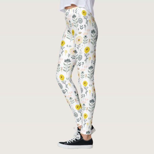 Leggings Fleurs de printemps mignonnes motif (Gauche)
