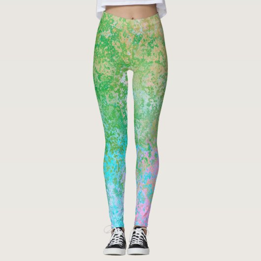 Leggings Fleurs de printemps Neon Pastel Encre d'alcool Abs (Devant)
