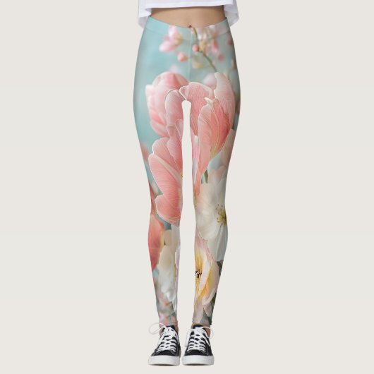 Leggings Fleurs de printemps pastel doux Design Flore délic (Devant)