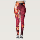 LEGGINGS FLEURS DE PRINTEMPS ROSE BLANC ANTIQUE FLORALE ROU (Devant)