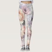 Leggings Fleurs de rose élégantes (Devant)