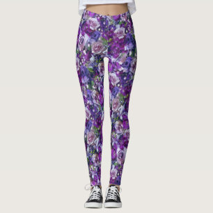 Leggings Fleurs de rose lilas violet Jardin