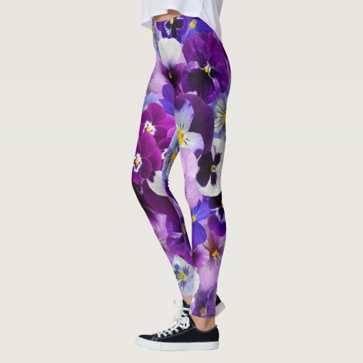 Leggings Fleurs de sansy violet violet et bleu (Gauche)