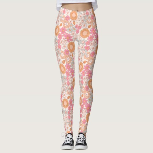 Leggings Fleurs de saumons de printemps 1 (Devant)