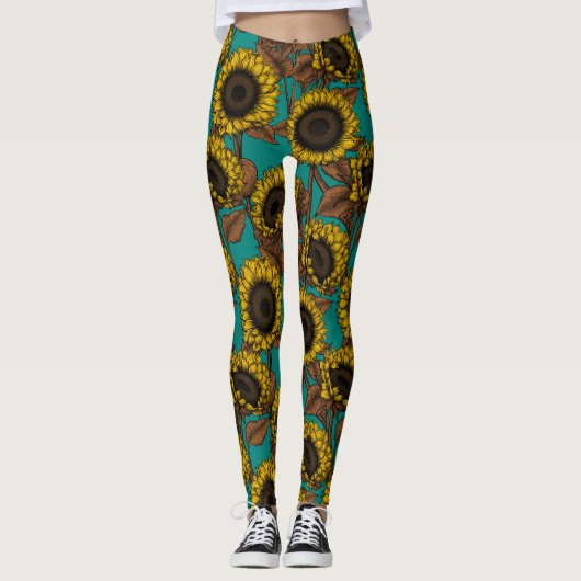Leggings Fleurs de soleil (Devant)