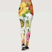 Leggings Fleurs de soleil citrouilles : Aquarelle Motif des (Dos)