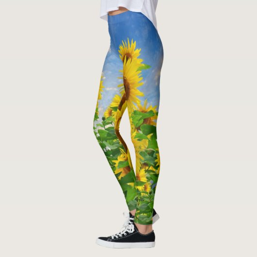 Leggings Fleurs de soleil et Ciel bleu Champ d'été (Gauche)
