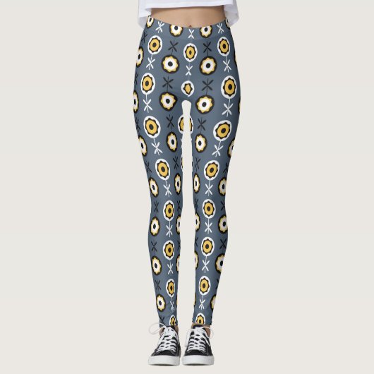 Leggings Fleurs de soleil foncées (Devant)
