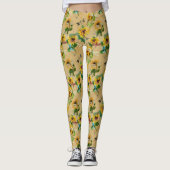 Leggings Fleurs de soleil vintages et libellules (Devant)