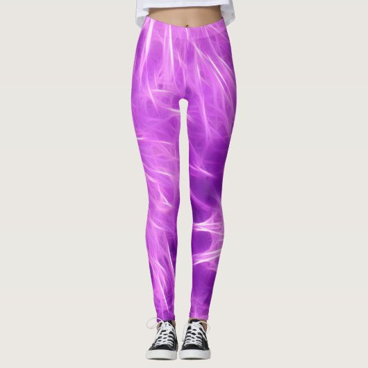Leggings Fleurs de teintes violettes transformées (Devant)