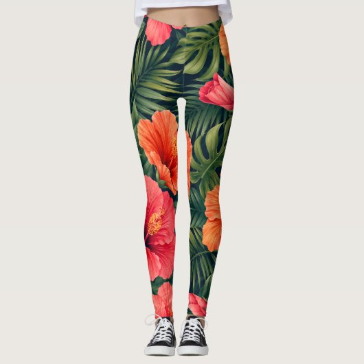 Leggings Fleurs de Tilleul Tropical Vibrant (Devant)