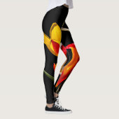 Leggings Fleurs de Tulipe arrière - plan noir (Droite)
