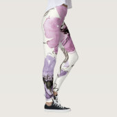 Leggings Fleurs de valse florales d'aquarelle de prune (Droite)
