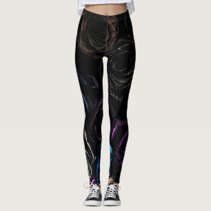 Leggings Fleurs de velours gothiques roses texture florale