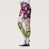 Leggings fleurs de verbena en rouge et violet (Gauche)