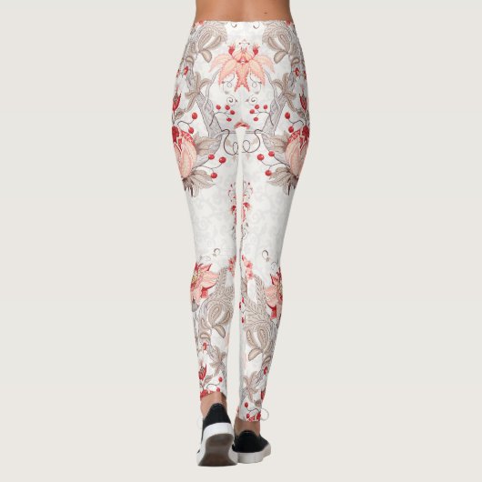 Leggings Fleurs de vigne délicates pattes motifs sans soudu (Dos)