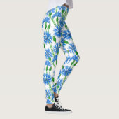 Leggings Fleurs d'eau bleu, fleurs sauvages sur blanc (Droite)