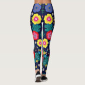 Leggings Fleurs Décoratives Et Feuille Motif-48675 (Dos)