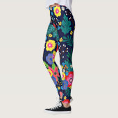 Leggings Fleurs Décoratives Et Feuille Motif-48675 (Gauche)