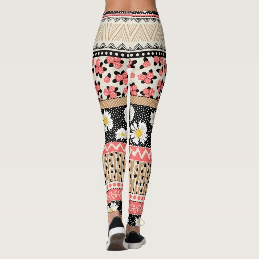 Leggings Fleurs décoratives : Patchwork Tile Motif (Dos)