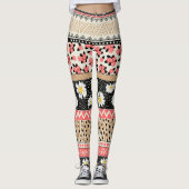 Leggings Fleurs décoratives : Patchwork Tile Motif (Devant)