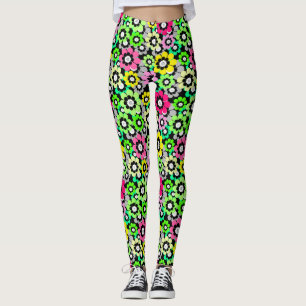 Leggings Fleurs découpées en papier multicolore sur fond no
