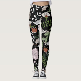 Leggings Fleurs d'Engraving Antique Peint à la main