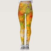 Leggings Fleurs d'été abstrait Orange or jaune  (Devant)