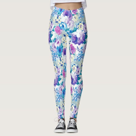 Leggings Fleurs d'été colorées Motif (Devant)