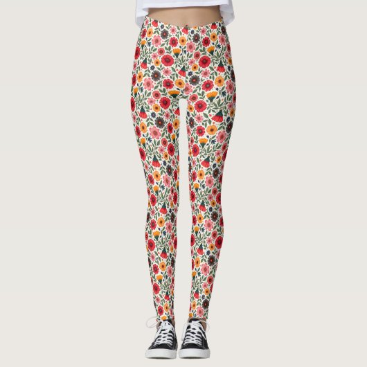 Leggings Fleurs d'été lumineuses (Devant)