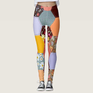 Leggings Fleurs d'hexagone colorées Design de revêtement