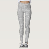 Leggings Fleurs d'Hibiscus Argent, (Devant)