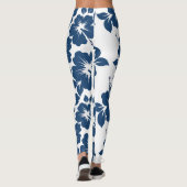 Leggings Fleurs d'Hibiscus bleu hawaïen (Dos)